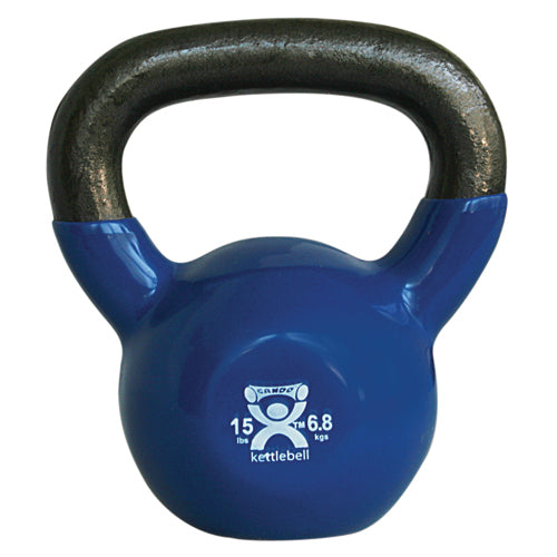Kettlebell Vinyl Coated Weight Blue 15lb 9 Diameter