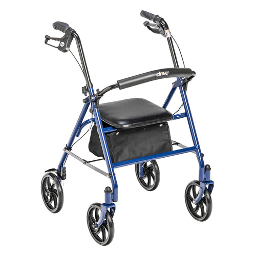 4 Wheel Steel Rollator w/8 Casters & Basket- Loop-Blue