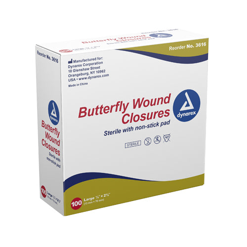 1/2 x2-3/4 Bx/100 Adhesive Bandages Sterile Butterfly