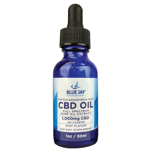CBD Oil Pure Hemp Drops 1000 mg 1 oz Blue Jay - Mint