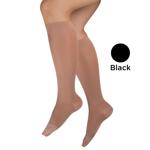 Ladies' Sheer Mild Support Sm 15-20mmHg Knee Hi CT Black