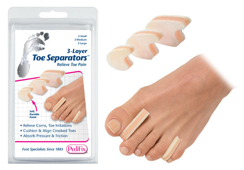 2-Lg 3-Layer Toe Separators Pk/6 2-Sm 2-Md